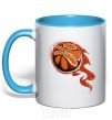 Mug with a colored handle Basketball sky-blue фото