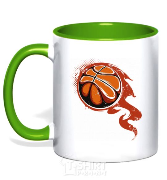 Mug with a colored handle Basketball kelly-green фото