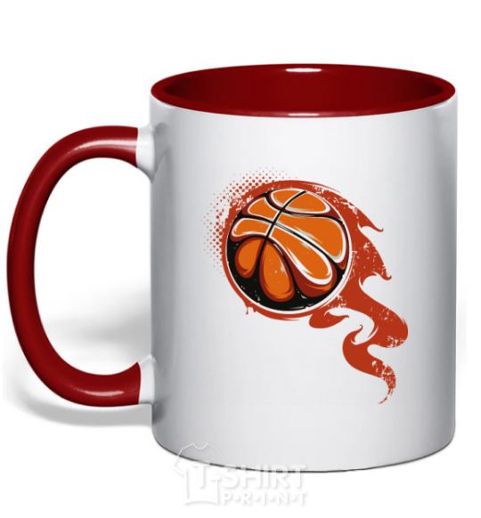 Mug with a colored handle Basketball red фото