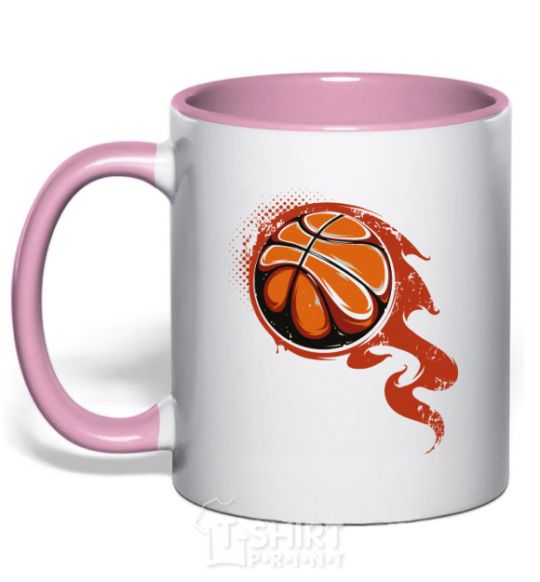 Mug with a colored handle Basketball light-pink фото