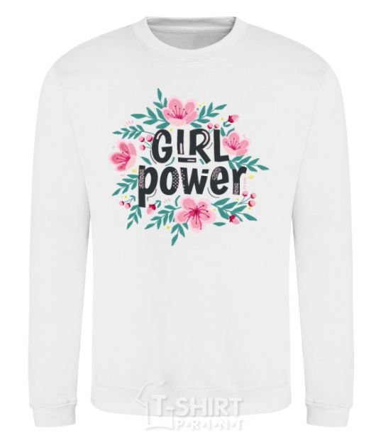 Sweatshirt Girl power pink flowers White фото