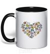 Mug with a colored handle Heart sports black фото