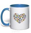 Mug with a colored handle Heart sports royal-blue фото