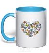 Mug with a colored handle Heart sports sky-blue фото