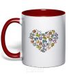 Mug with a colored handle Heart sports red фото