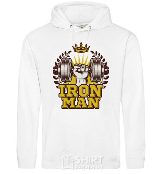 Men`s hoodie Iron man V.1 White фото