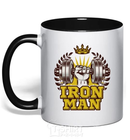 Mug with a colored handle Iron man V.1 black фото