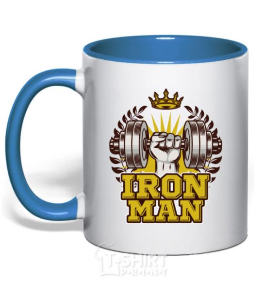 Чашка с цветной ручкой Iron man V.1 Ярко-синий фото