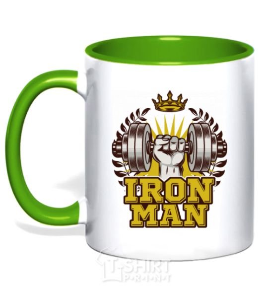 Mug with a colored handle Iron man V.1 kelly-green фото