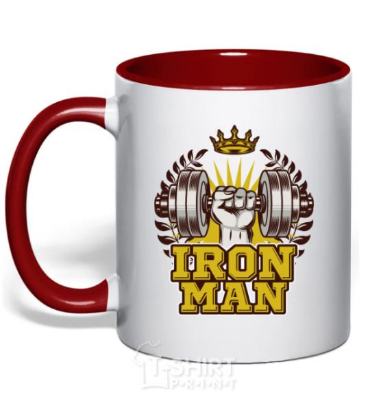 Mug with a colored handle Iron man V.1 red фото