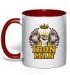 Mug with a colored handle Iron man V.1 red фото