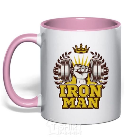 Mug with a colored handle Iron man V.1 light-pink фото