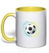 Mug with a colored handle Splash soccer ball yellow фото