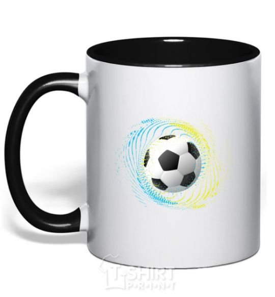 Mug with a colored handle Splash soccer ball black фото