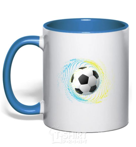 Чашка с цветной ручкой Мяч футбольный брызги Ярко-синий фото