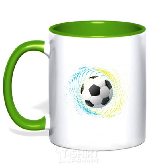 Mug with a colored handle Splash soccer ball kelly-green фото
