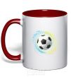 Mug with a colored handle Splash soccer ball red фото