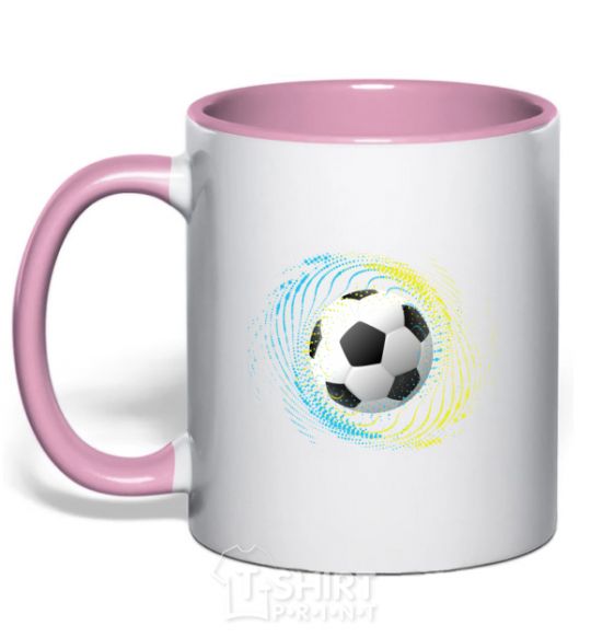 Mug with a colored handle Splash soccer ball light-pink фото