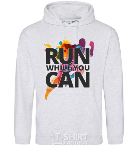 Men`s hoodie Run while you can sport-grey фото
