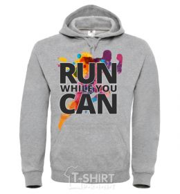 Men`s hoodie Run while you can sport-grey фото