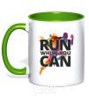 Mug with a colored handle Run while you can kelly-green фото