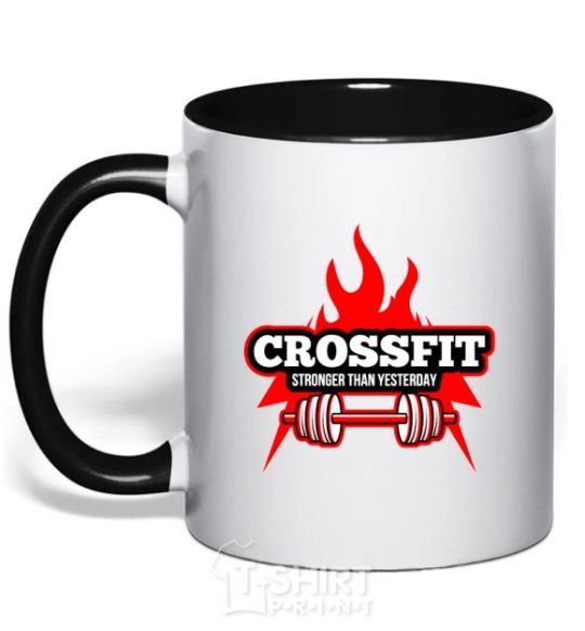 Mug with a colored handle Stronger than yesterday black фото