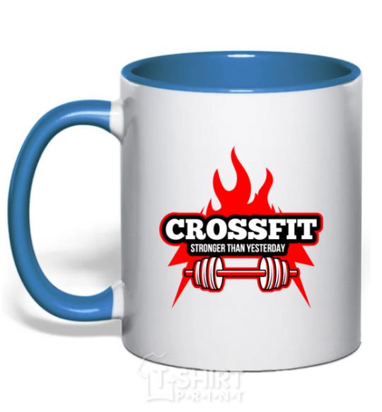 Mug with a colored handle Stronger than yesterday royal-blue фото