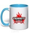 Mug with a colored handle Stronger than yesterday sky-blue фото