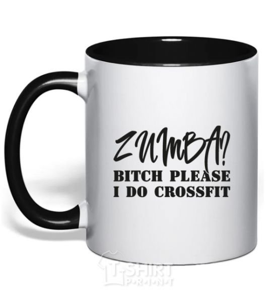 Mug with a colored handle Zumba i do crossfit black фото