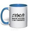 Mug with a colored handle Zumba i do crossfit royal-blue фото