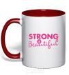 Mug with a colored handle Strong is beautiful red фото