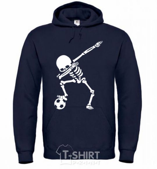 Мужская толстовка (худи) Football skeleton Темно-синий фото