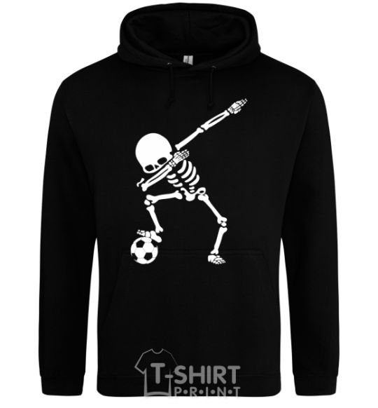 Мужская толстовка (худи) Football skeleton Черный фото