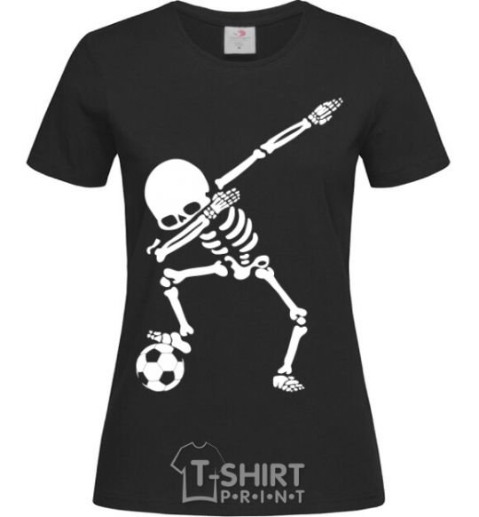 Women's T-shirt Football skeleton black фото