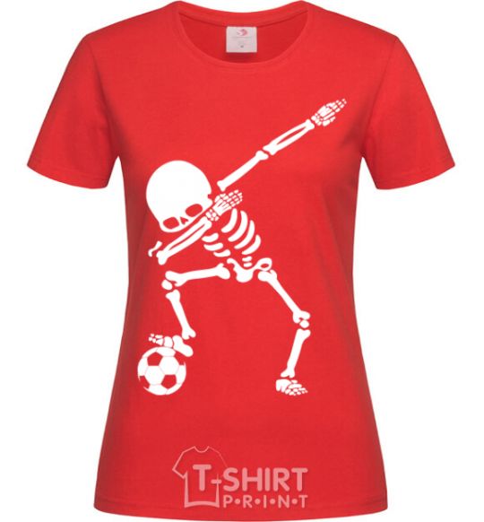Women's T-shirt Football skeleton red фото