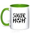 Mug with a colored handle Soccer mom kelly-green фото