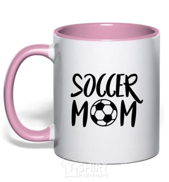 Mug with a colored handle Soccer mom light-pink фото