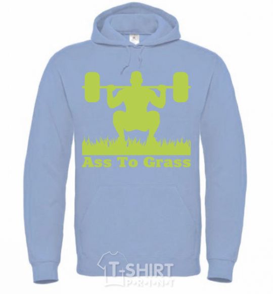 Men`s hoodie Ass to grass sky-blue фото