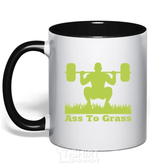 Mug with a colored handle Ass to grass black фото