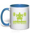 Mug with a colored handle Ass to grass royal-blue фото