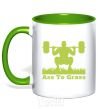 Mug with a colored handle Ass to grass kelly-green фото