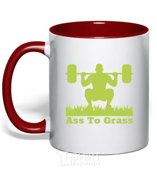 Mug with a colored handle Ass to grass red фото