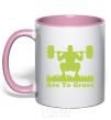 Mug with a colored handle Ass to grass light-pink фото