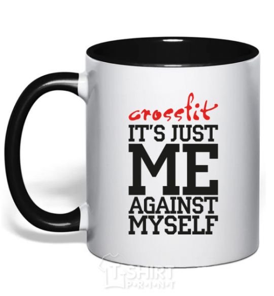 Mug with a colored handle Crossfit it's just me against myself black фото