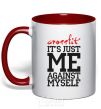 Mug with a colored handle Crossfit it's just me against myself red фото