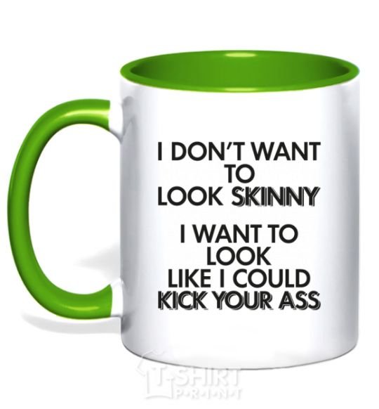 Mug with a colored handle I could kick your ass kelly-green фото