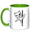 Mug with a colored handle Pole cat kelly-green фото