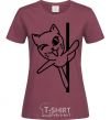 Women's T-shirt Pole cat burgundy фото