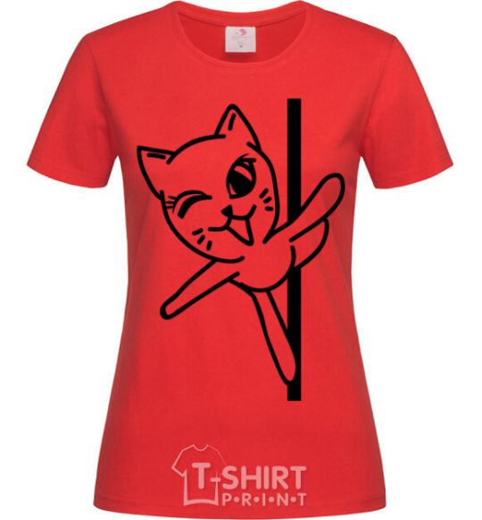 Women's T-shirt Pole cat red фото