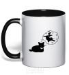 Mug with a colored handle Pole cat dream black фото